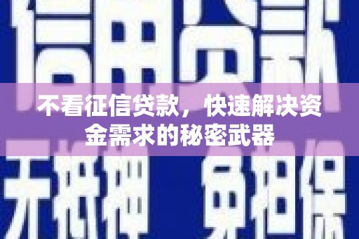 康乐不看征信贷款，快速解决资金需求的秘密武器