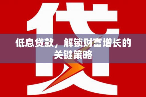 康乐低息贷款，解锁财富增长的关键策略