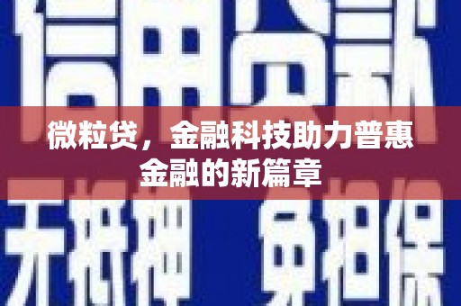 康乐微粒贷，金融科技助力普惠金融的新篇章